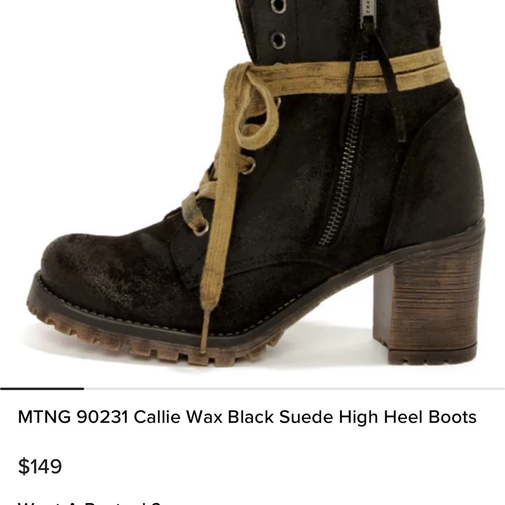 MTNG Black Heeled Boots with Chunky Heel